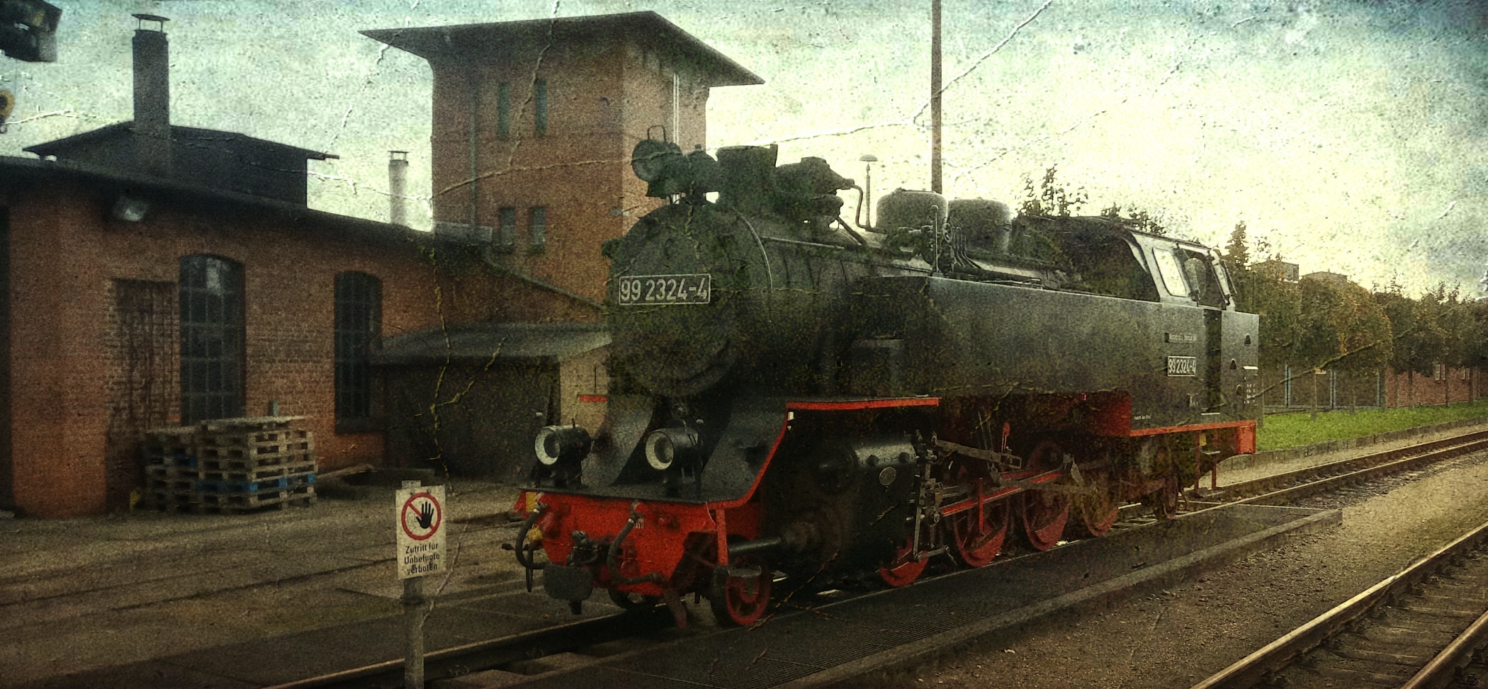 Dampflokomotive Foto im Retro-Stil